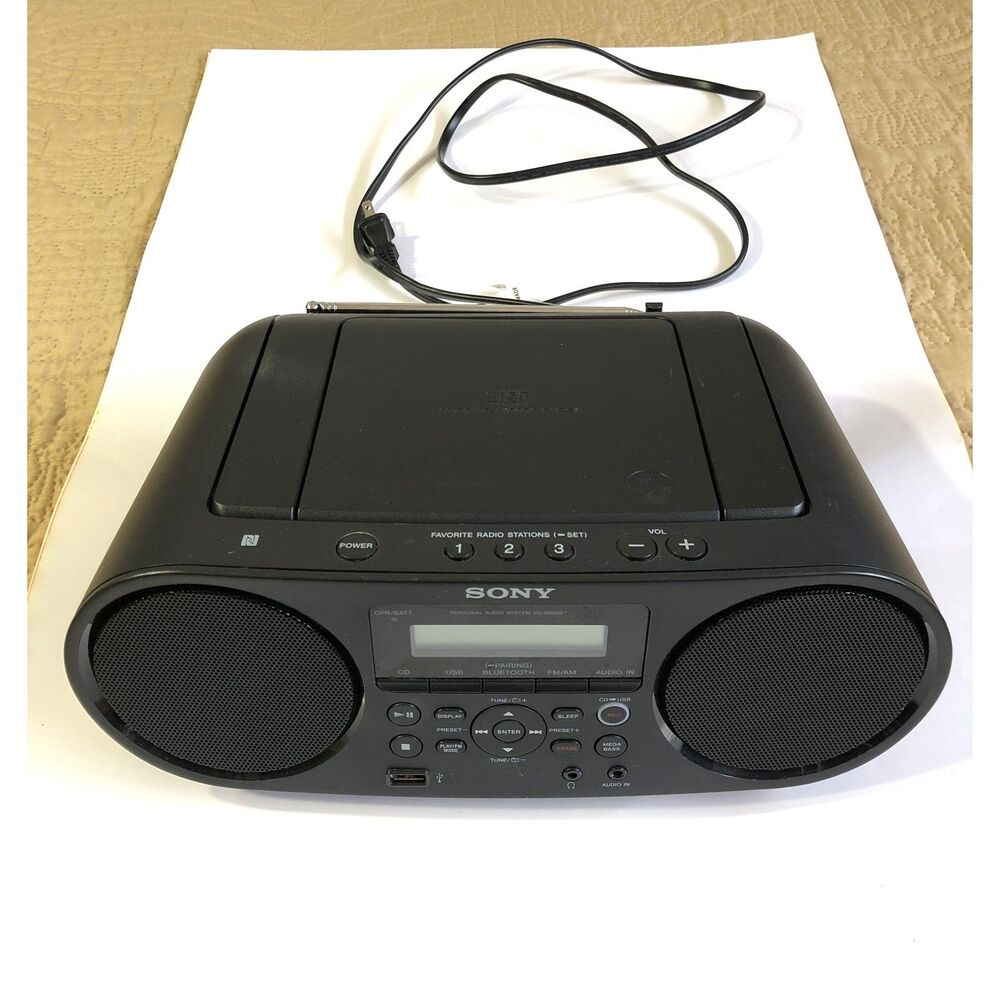 Sony ZS-RS60BT CD Boombox Portable Radio Bluetooth USB AM/FM Player Tested Work